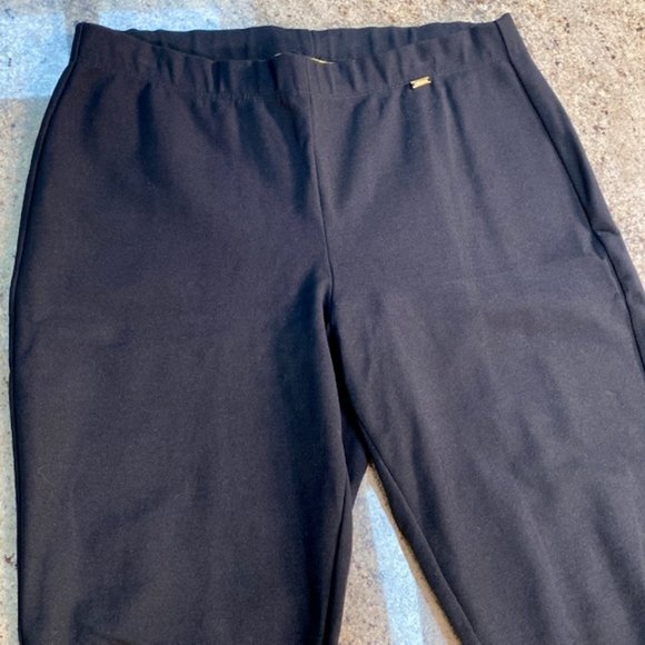 Luxury Brand St John Black Knit Fitted Pants Leggings Wardrobe Staple Sz M 6-8 - Picture 2 of 5